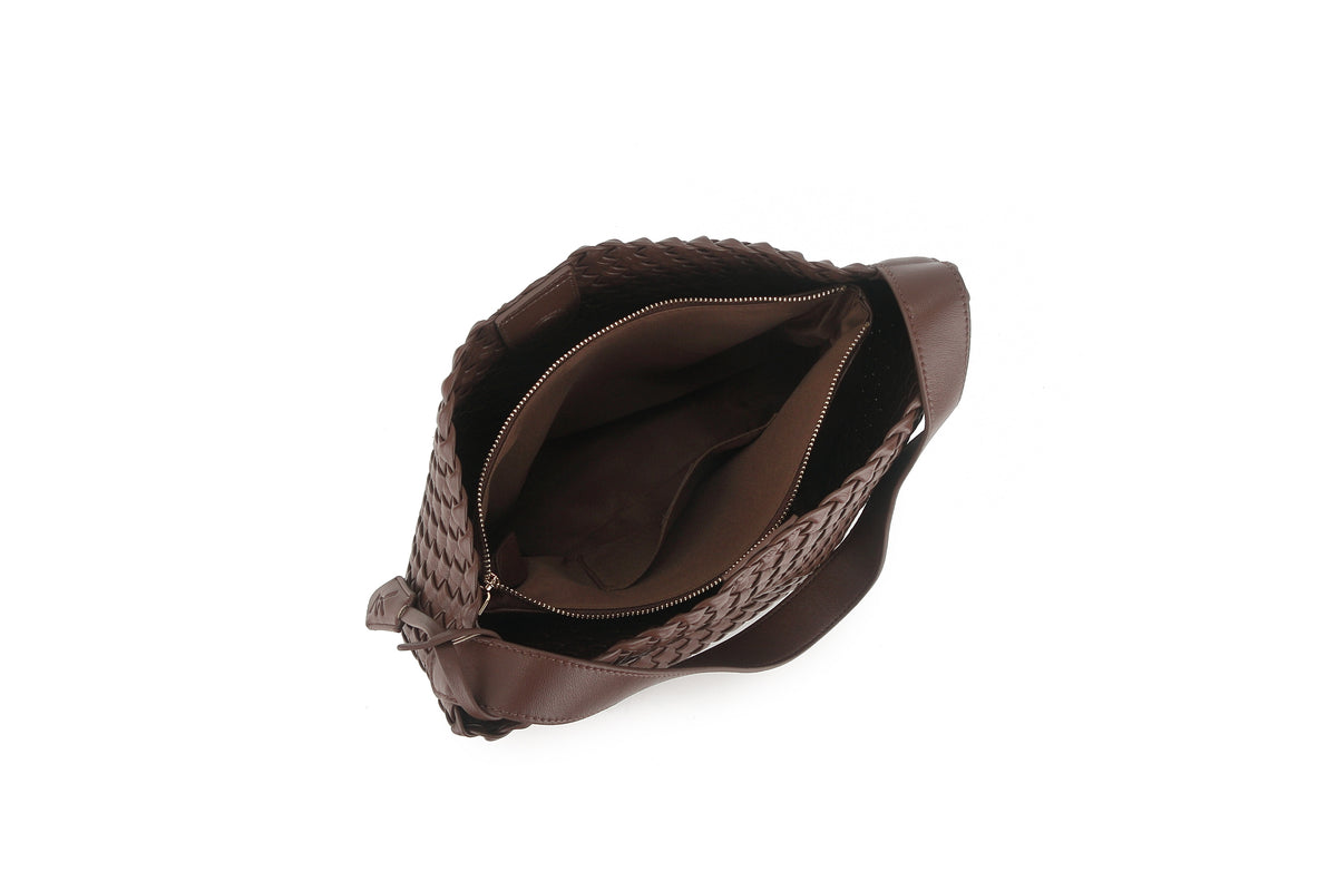 Luna Hobo Tote in Brown, interior view