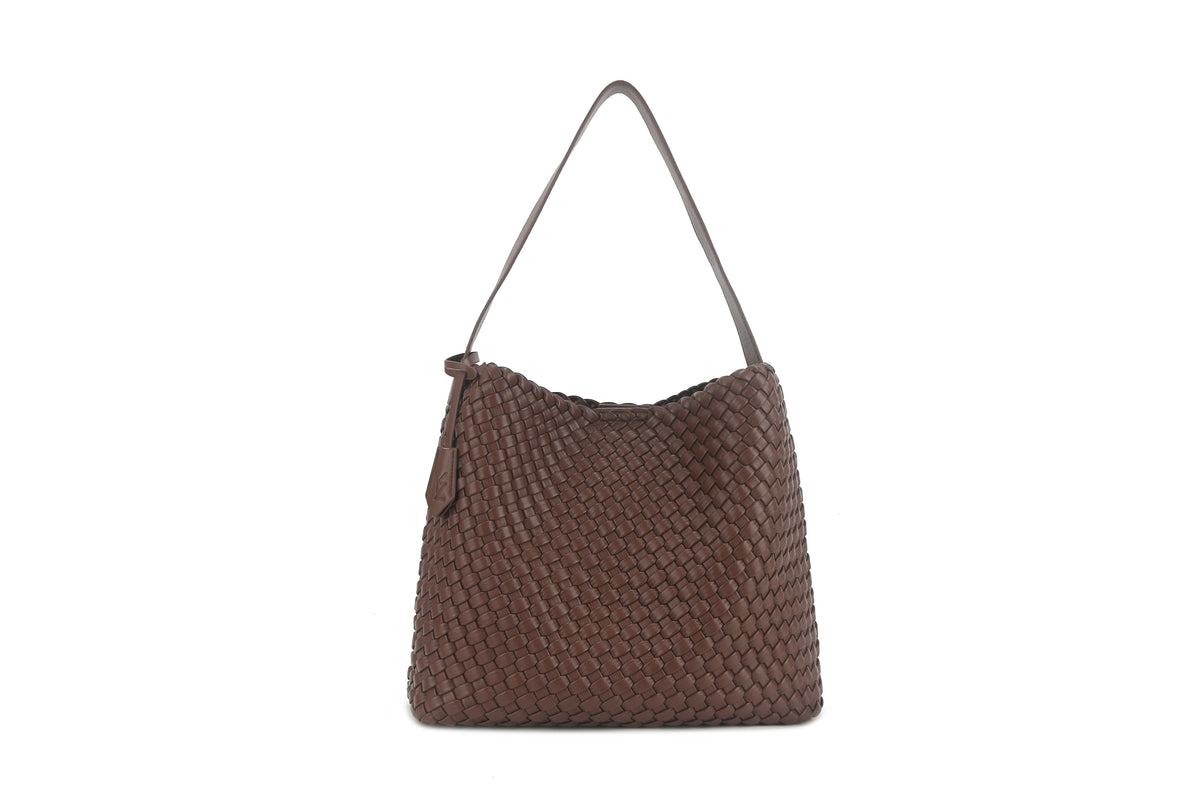 Luna Hobo Tote in Brown, front view