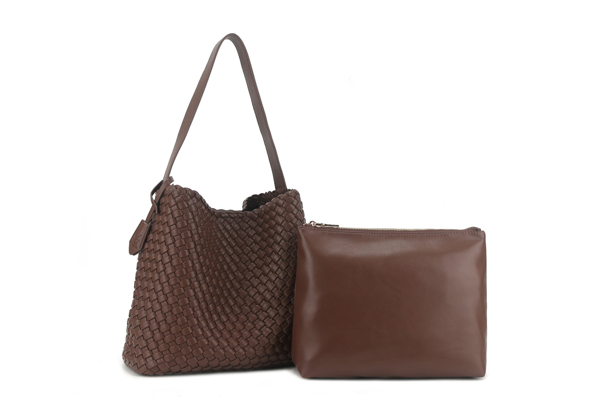 Luna Hobo Tote in Brown with matching pouch