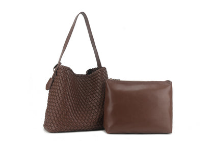 Luna Hobo Tote in Brown with matching pouch