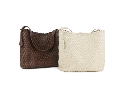 Luna Hobo Tote in Cream and Brown together
